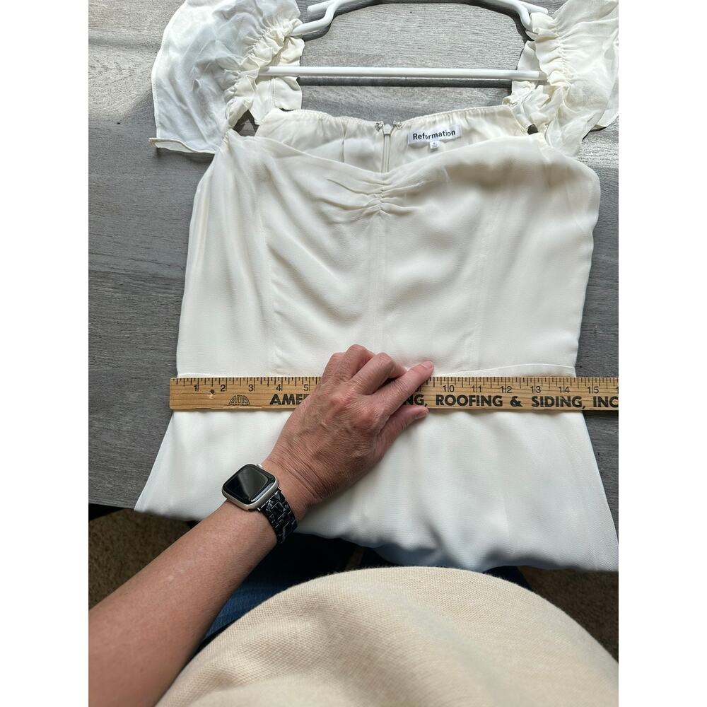 Reformation Butterfly Dress Midi Ivory White 8 - Picture 11 of 12
